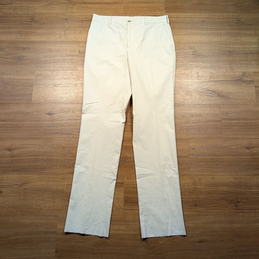 VTG Hardwick King Cotton Pants Men 35R Beige Italian Fabric Made In USA NWT